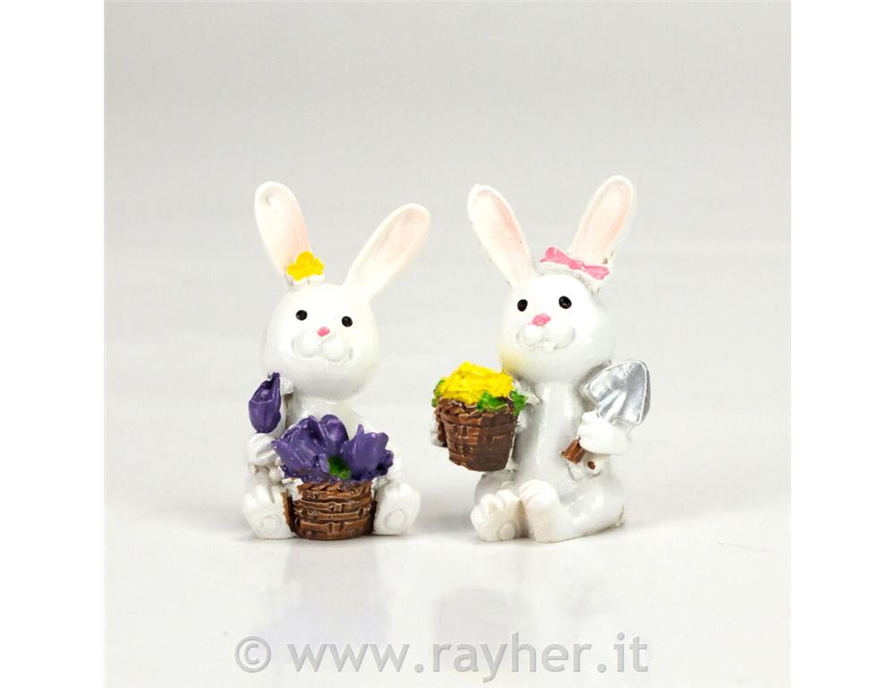 Coniglietto con cestino, 5x3,5cm, set di2