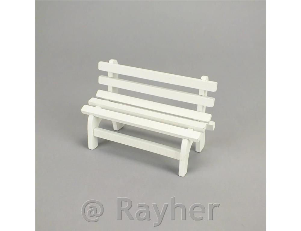Mini panchina in legno, bianca, 11 cm