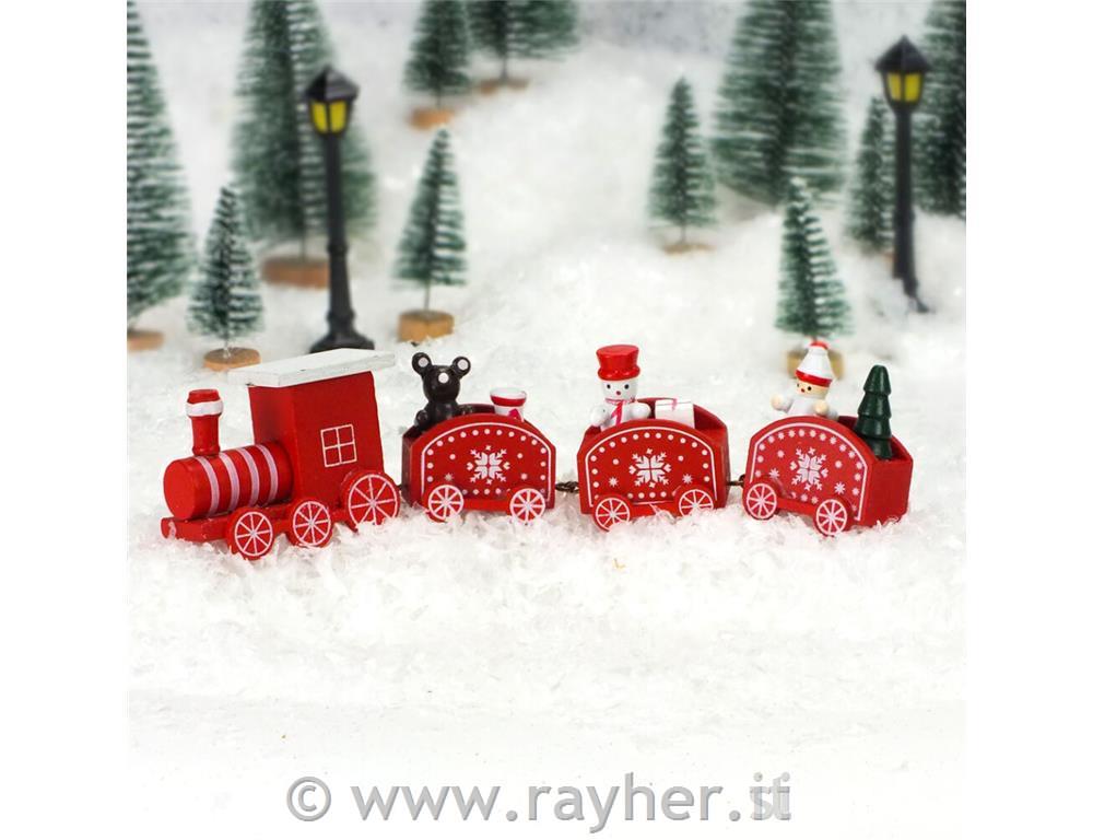 Trenino di Natale, in legno, rosso