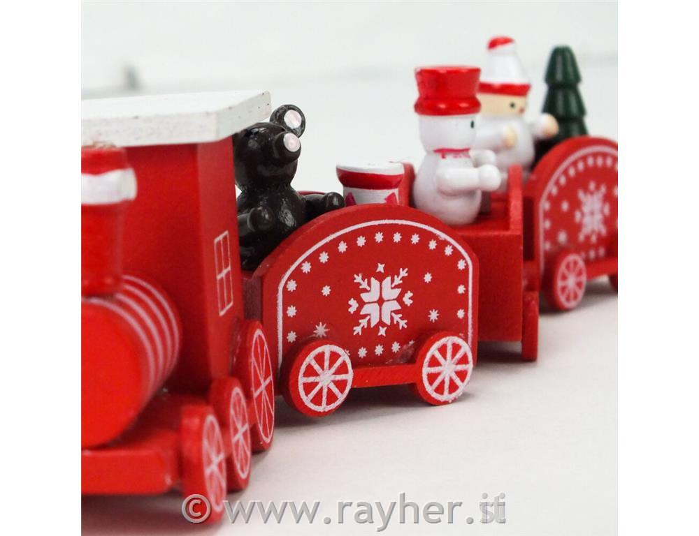 Trenino di Natale, in legno, rosso