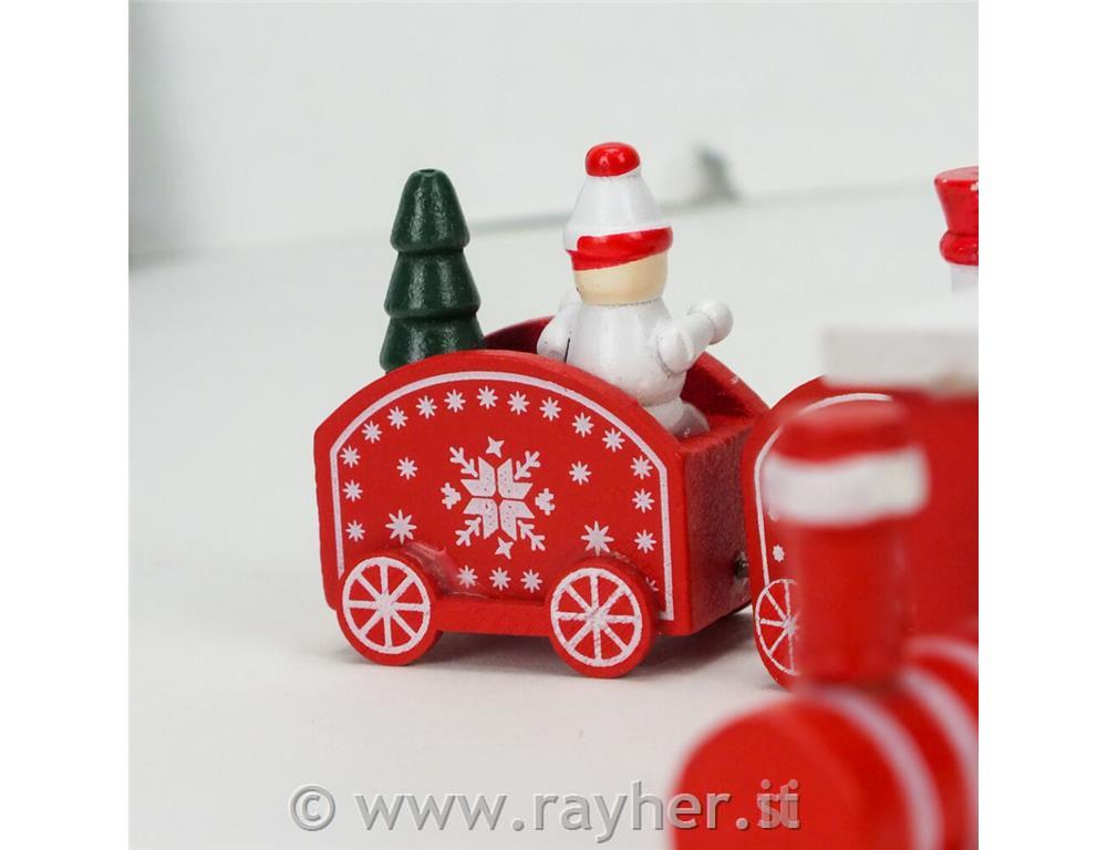 Trenino di Natale, in legno, rosso