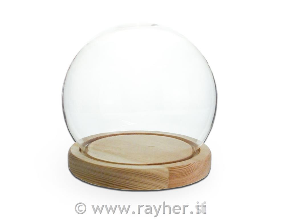 Steklena kupola z lesenim podstavkom