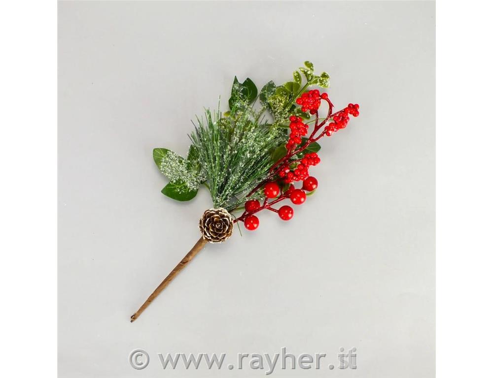 Ramoscello innevato con frutti, 25cm