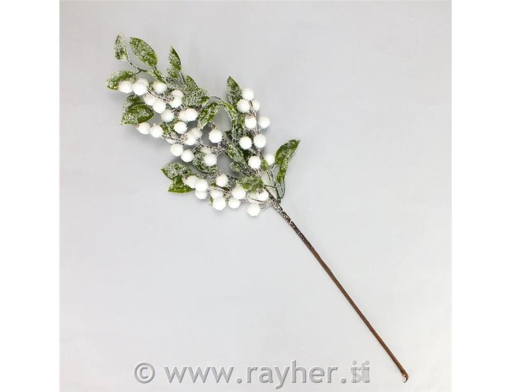 Zasnežena vejica z belimi bunkicami, 57cm