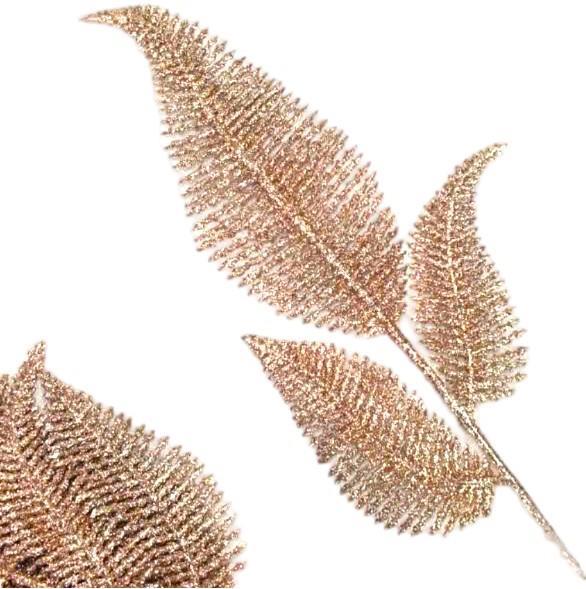 Foglia di piuma glitter, rame, 1pz