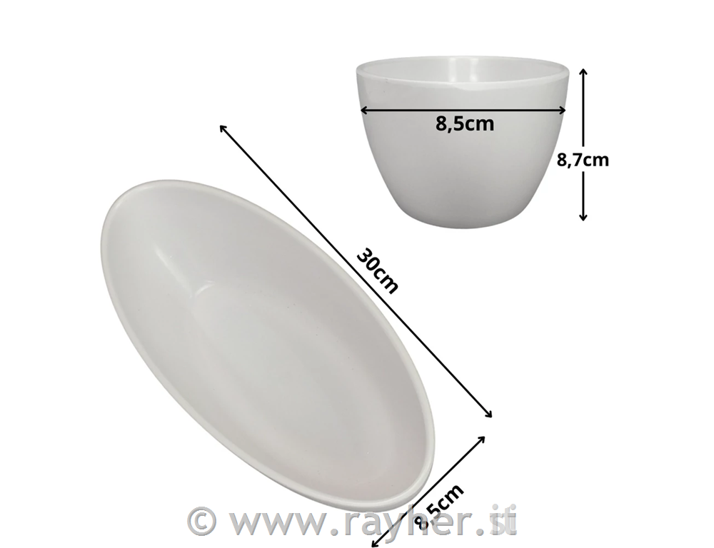 Decorative bowl, white, 30x8.5 cm