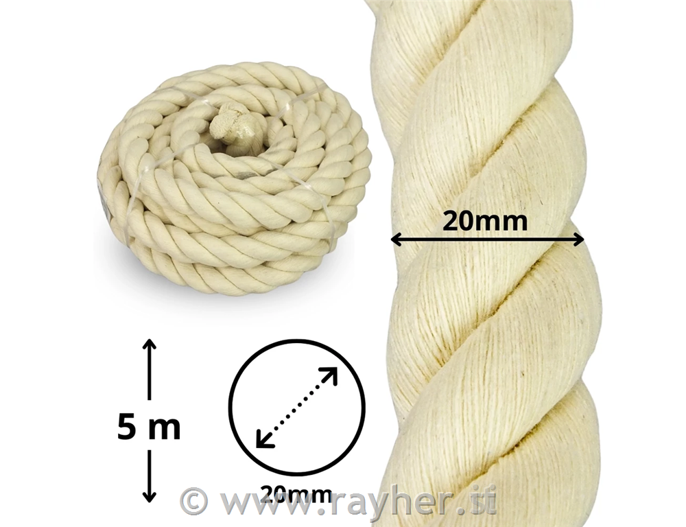 Cordino cotone 20mm, 5m