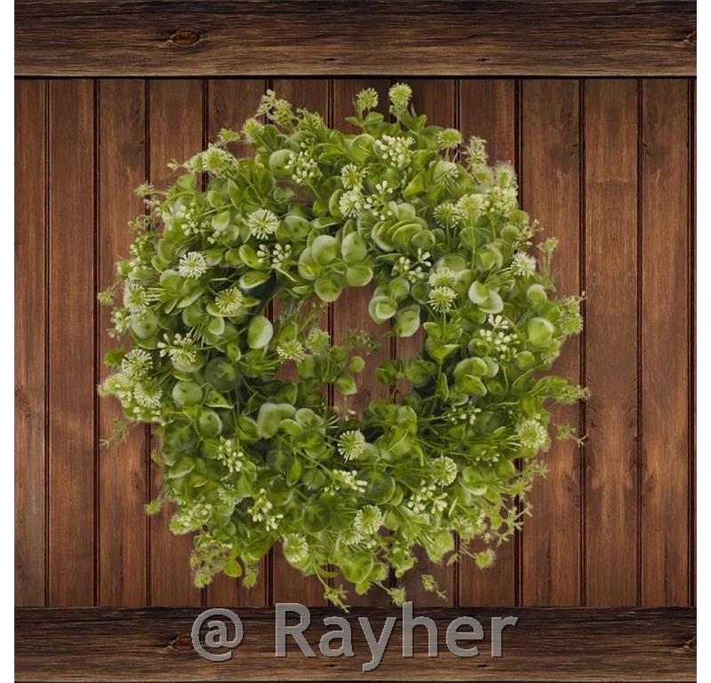 Ghirlanda con verde e fiori, 37 cm