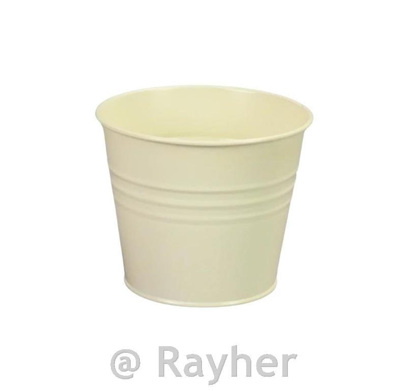 Secchiello in metallo, cream, 13x11cm