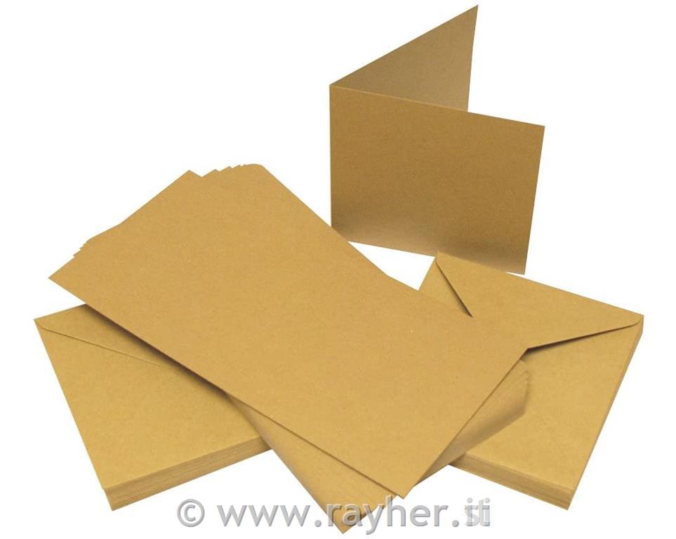Kuverte+Vizitke, Set 50, 15,2 X 15,2cm, Kraft barve