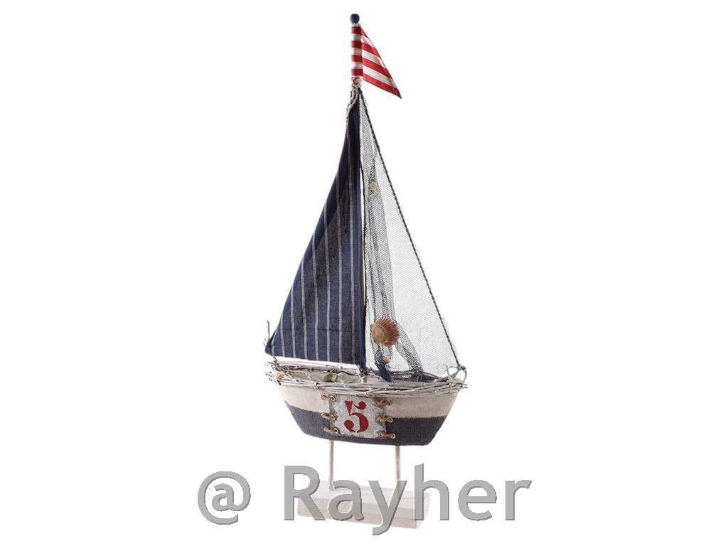 Barca a vela, blu, 80 × 40 cm