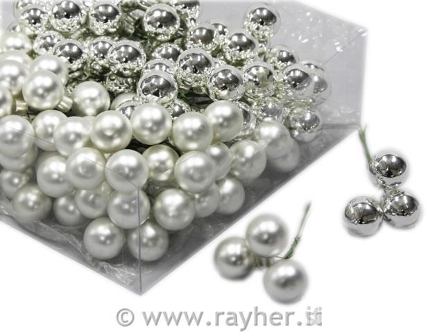 Palline di Natale, argento, set 122 cm