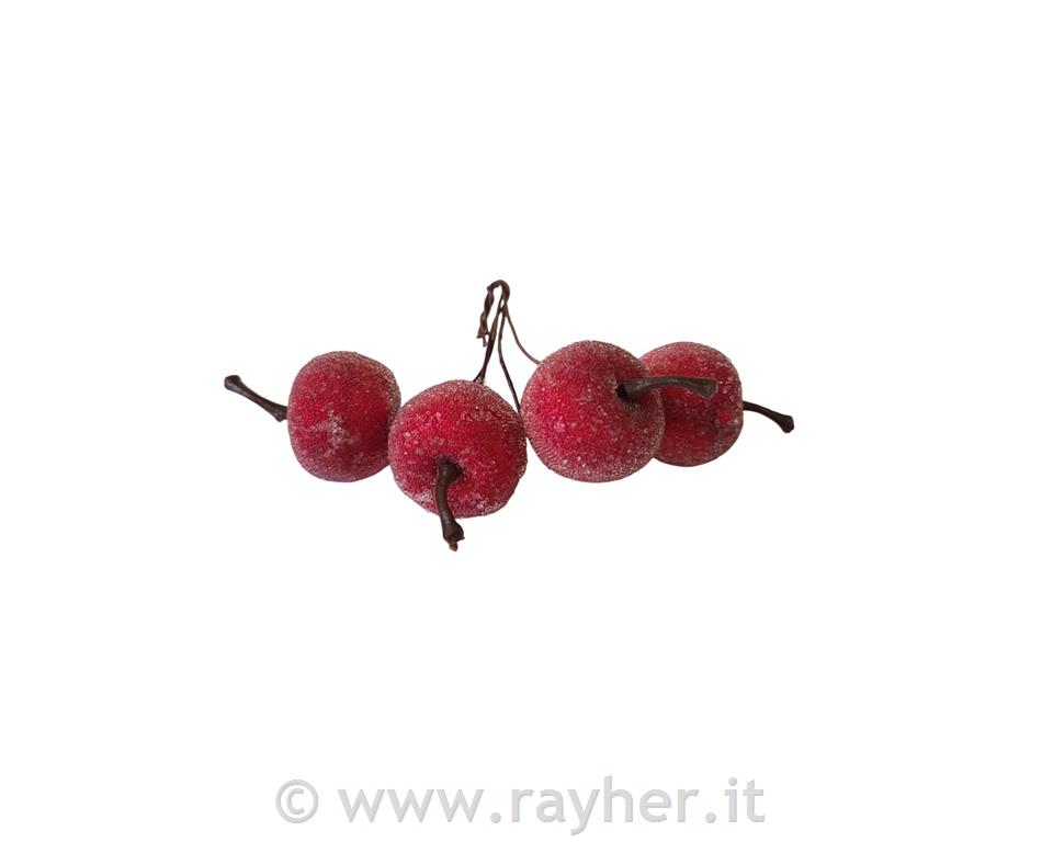 Mele decorative, 3 cm, set 4, rosso