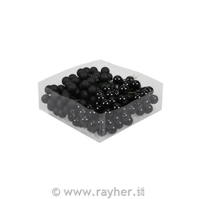 Palline di Natale, set 12nero, 2 cm