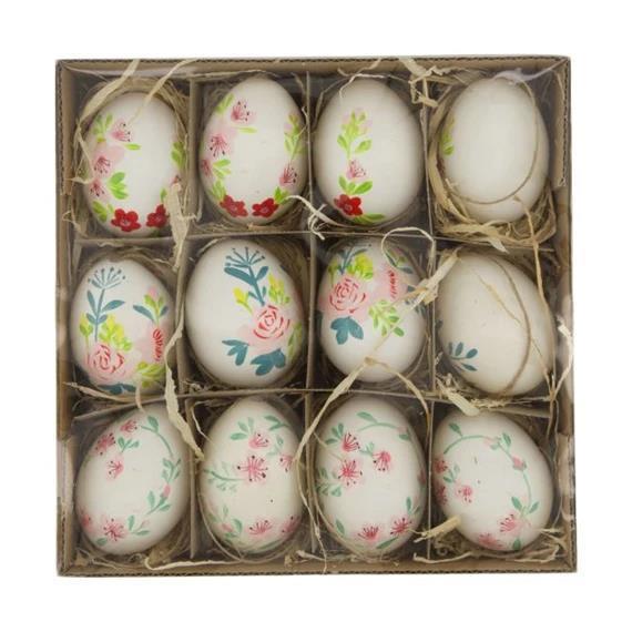 Uova vere, motivo floreale, set 12