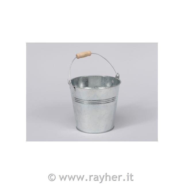Vedro kovinsko, leseno držalo, 13.5x12cm