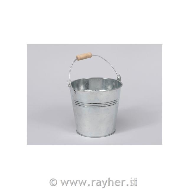 Vedro kovinsko, leseno držalo, 15x14cm