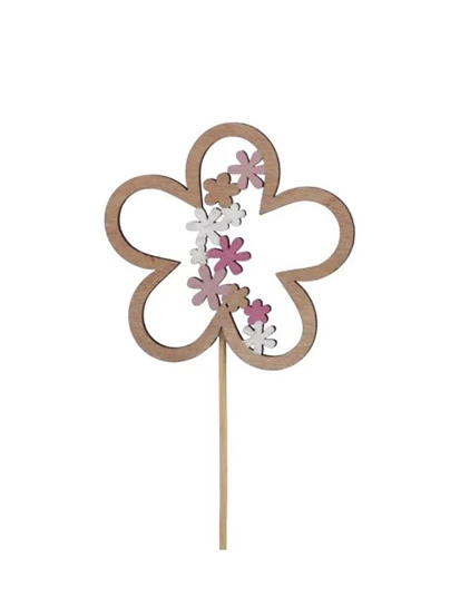 Lesena roža na palici 8,5x8 cm