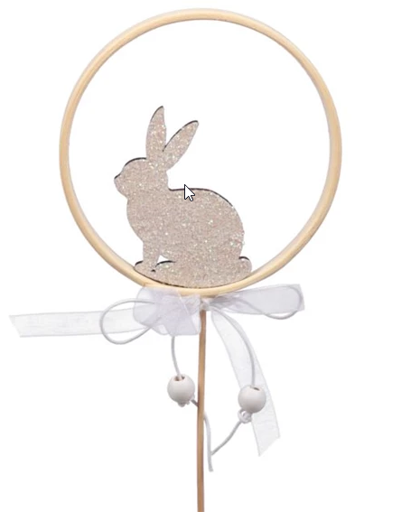 Coniglietto nell'anello su stecco, 10x10cm