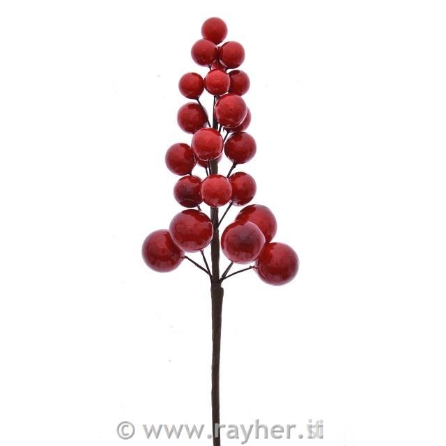 Ramoscello con palline rosse, 23cm
