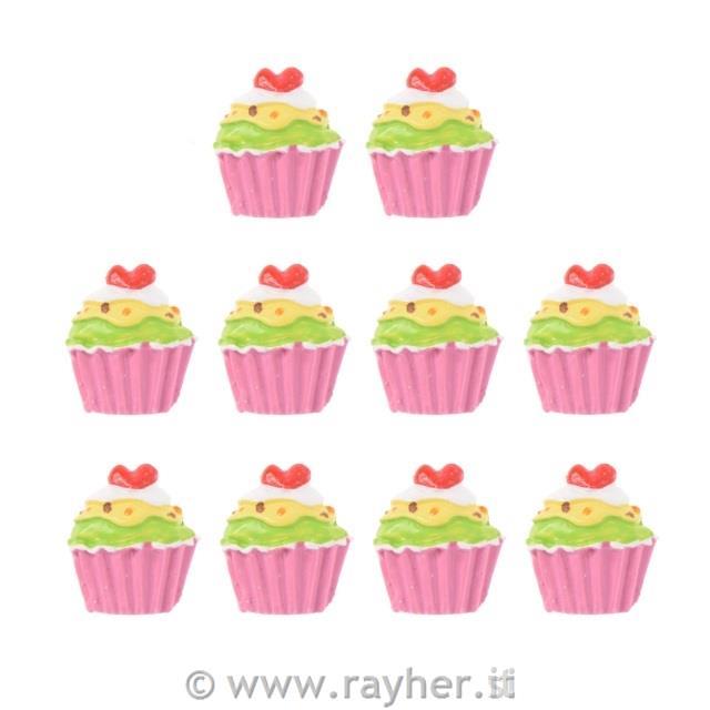 Cupcake, set di 10, rosa-verde