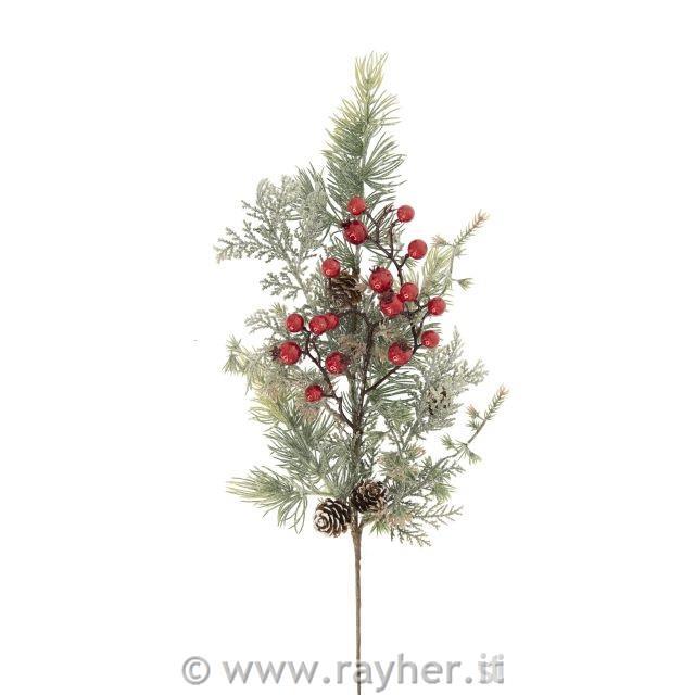 Vejica z rdečimi bunkicami in storži, 65cm