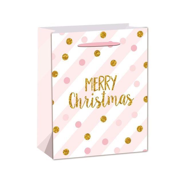 Darilna vrečka, Merry Christmas s pikami, 31x42x12 cm