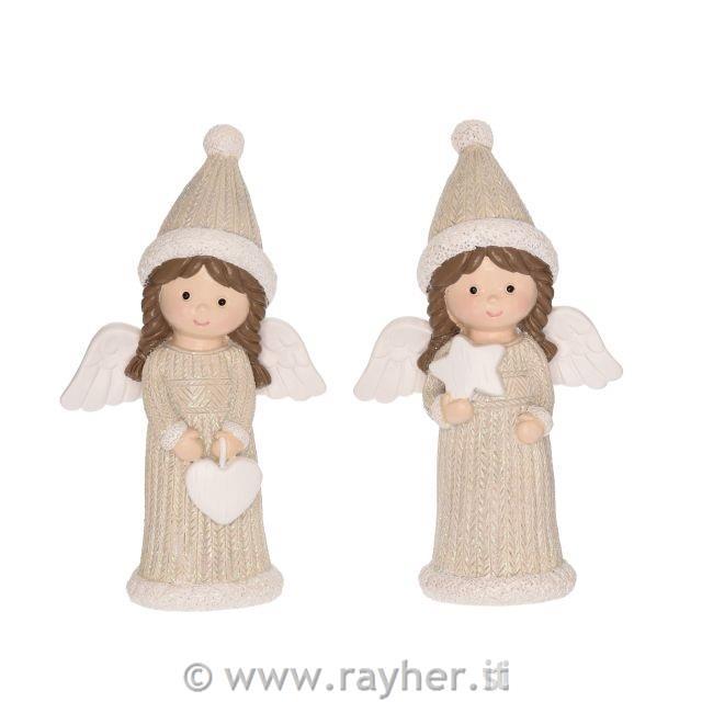 Božični angel 12.5cm, s srcem, z zvezdico