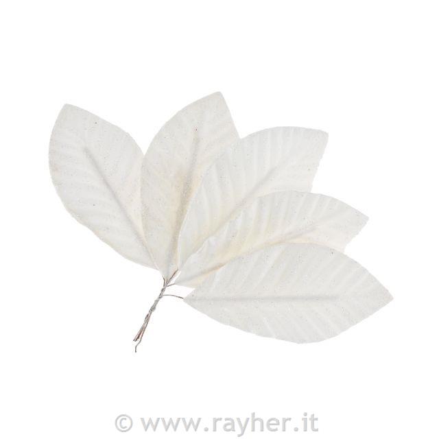 Žametni listi na žici, beli, set 5