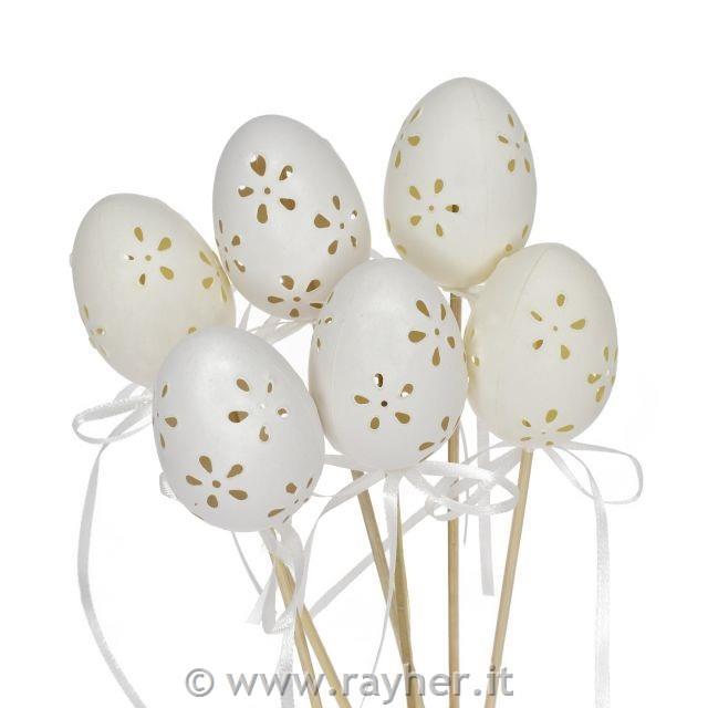 Uovo bianco su stecca, 6cm, 1 pezzo