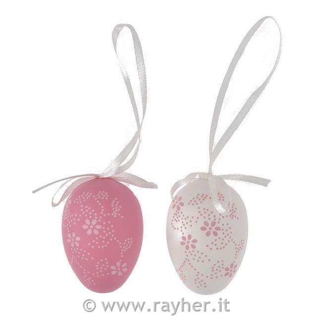 Uova bianco-rosa, set di 6