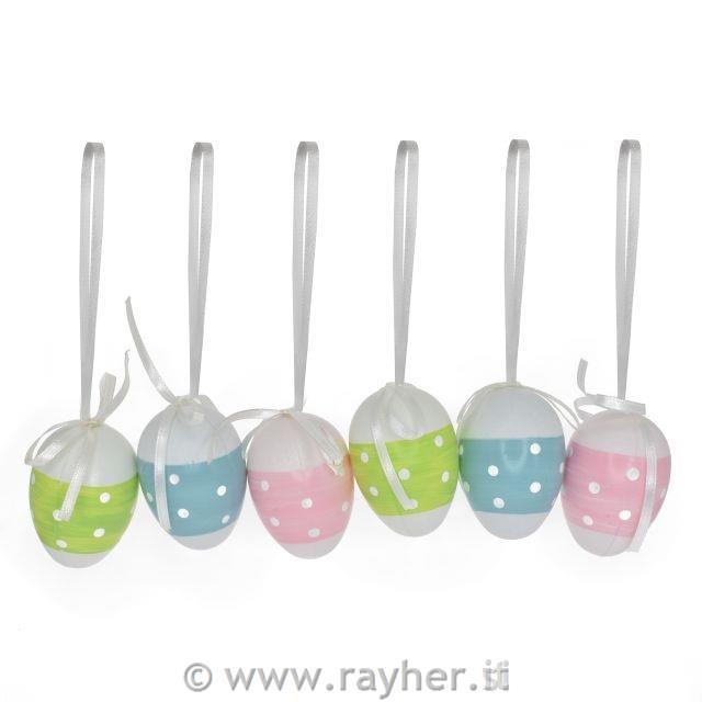 Uova bianco-pastello, set da 6