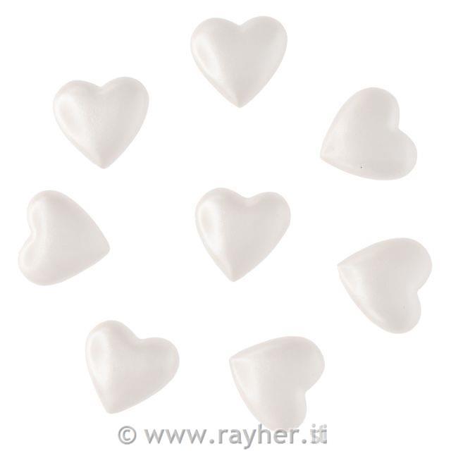 Cuori, bianchi, 2,6 cm, set da 8