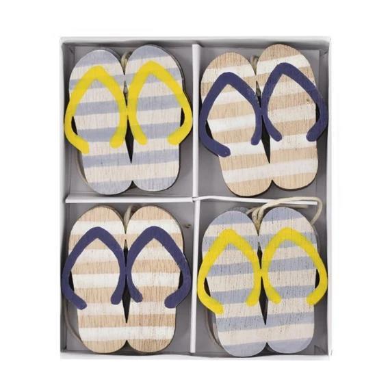 Decorazioni in legno, infradito, set 8