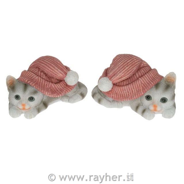 Gattino con cappello natalizio, 1 pz