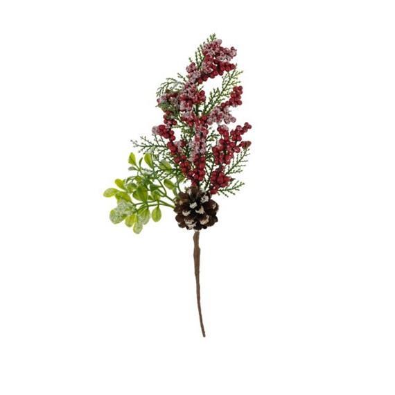 Ramoscello con cono e globuli rossi,30cm