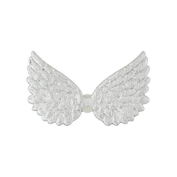 Ali d’angelo in tessuto, 6,5 cm, argento