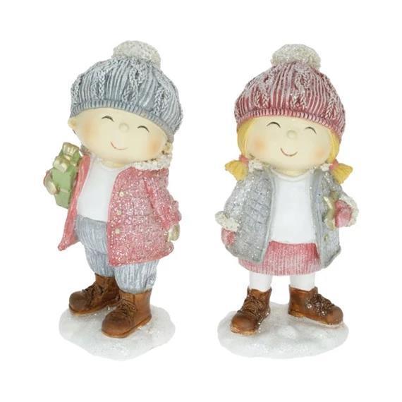 Bambina e bambino invernali, 16,5 cm