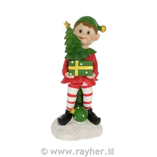 Elfo di Natale con regalo 25cm