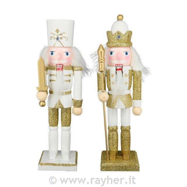 Schiaccianoci, bianco/oro, 25cm