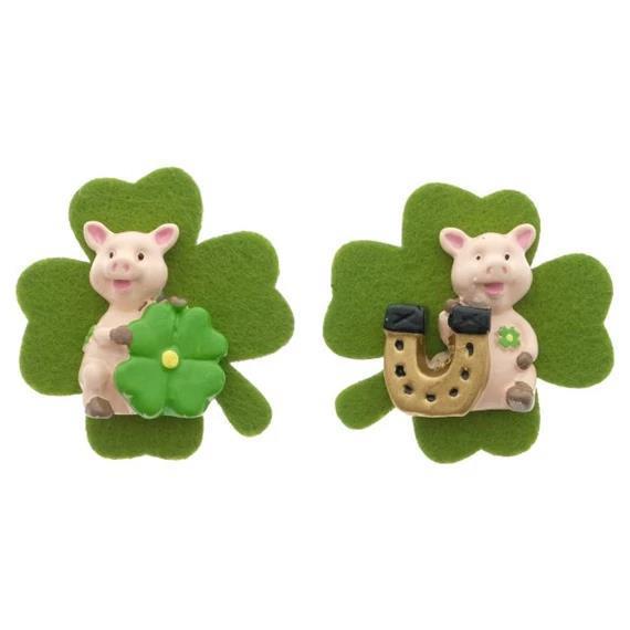 Simbol za srečo; pujs z deteljico&podkvico, set 2