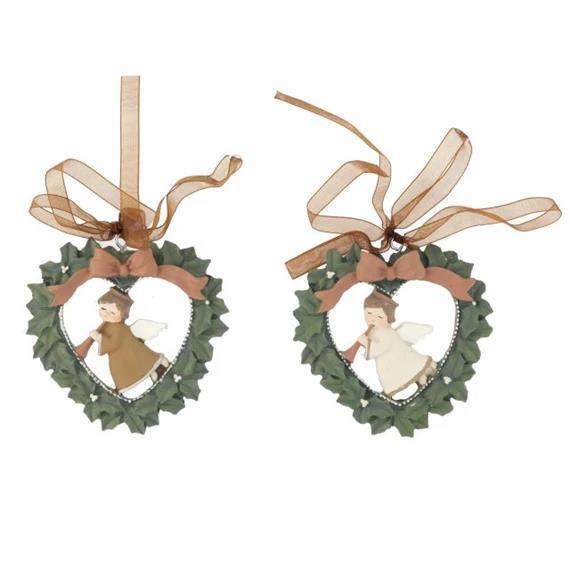 Srček z angelom, viseč, 9 cm, 1 kos