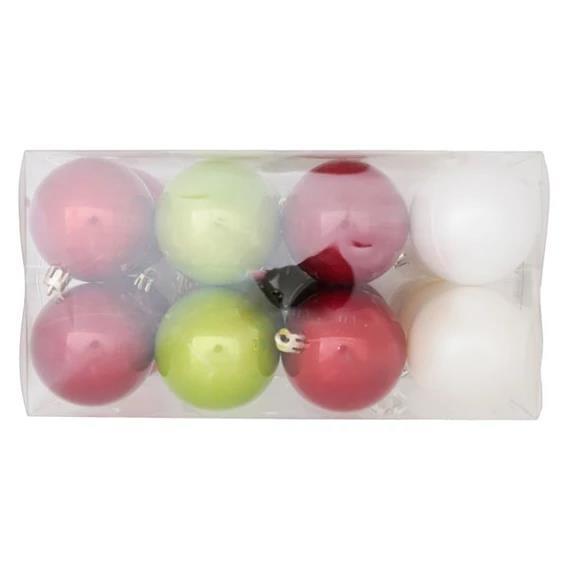 Božične kroglice Rdeče, Bele, Zelene, 6cm, set 16
