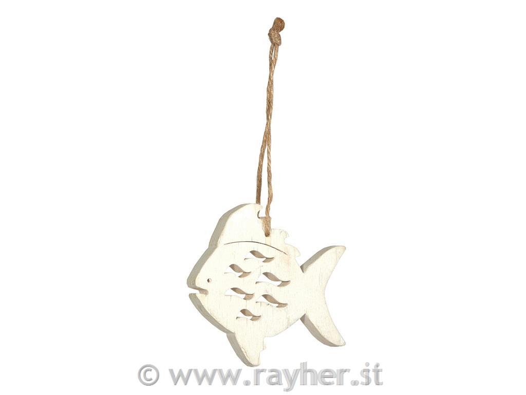 Riba lesena, bela, 8x7cm