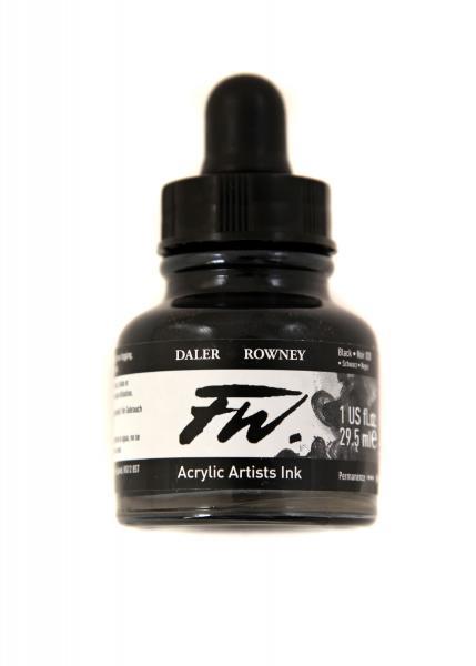 Inchiostro acrilico FW Artists 29ml, Nero (India)