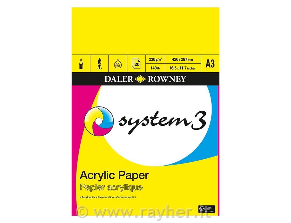 Blok za akrile System3, A3, 230 g, 20 listni