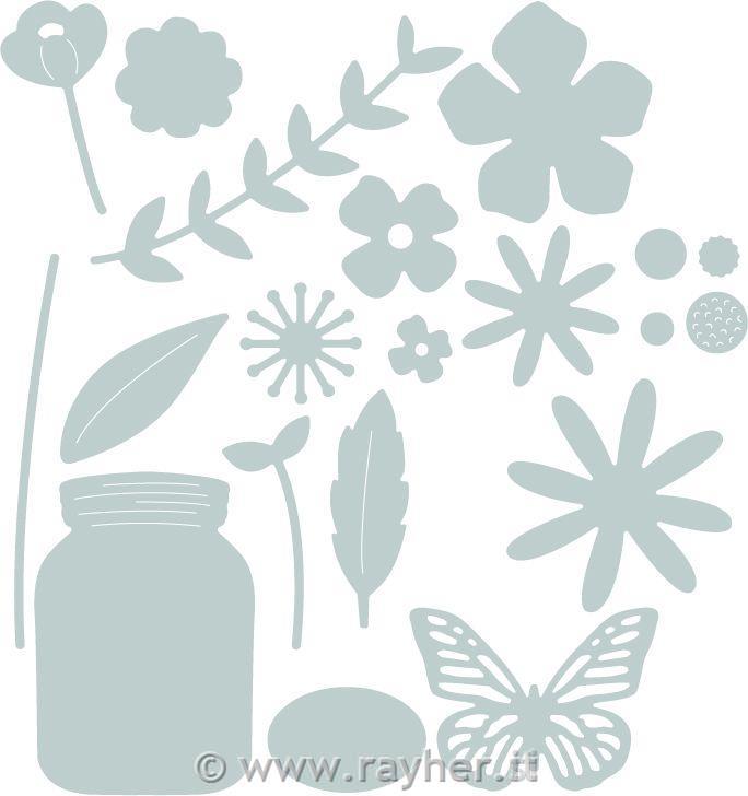 Fustelle Sizzix ThinlitsFiori da giardino, 17 pzDim.:0.95cm x 1.27cm - 3.81cm x 5.40cm