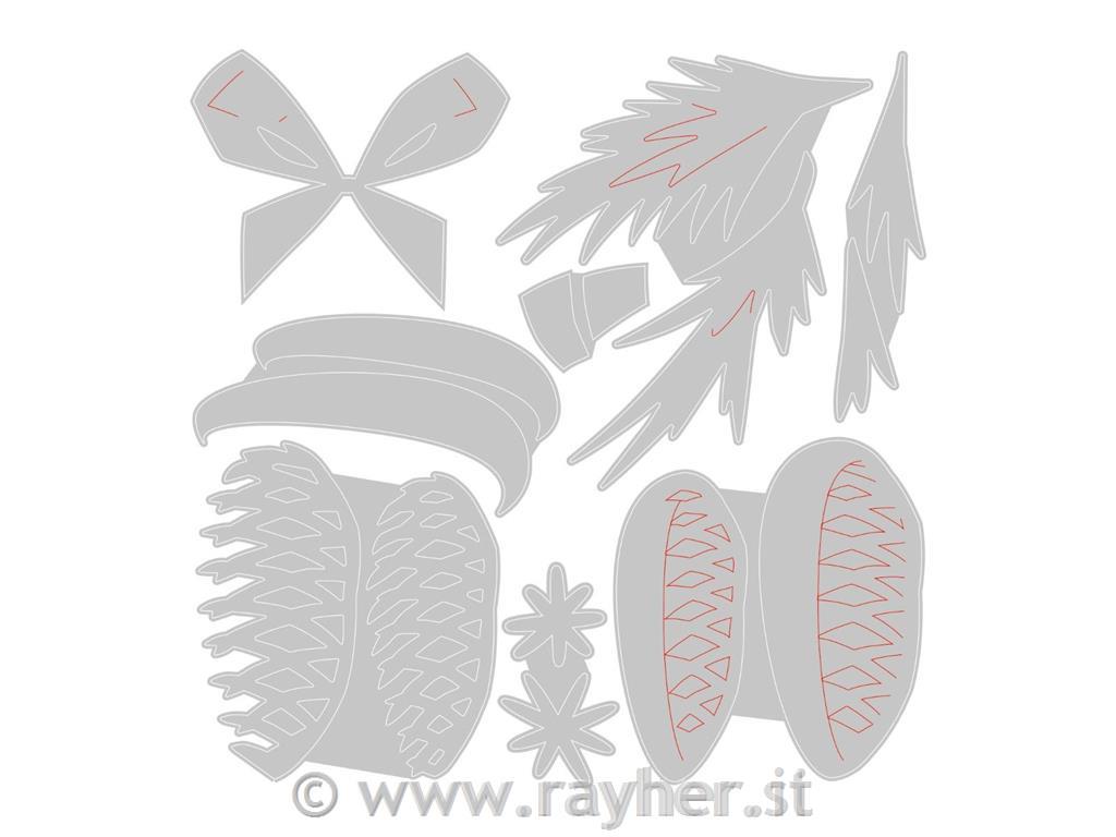 Sizzix Thinlits šablone, Smrekova storža s pentljo