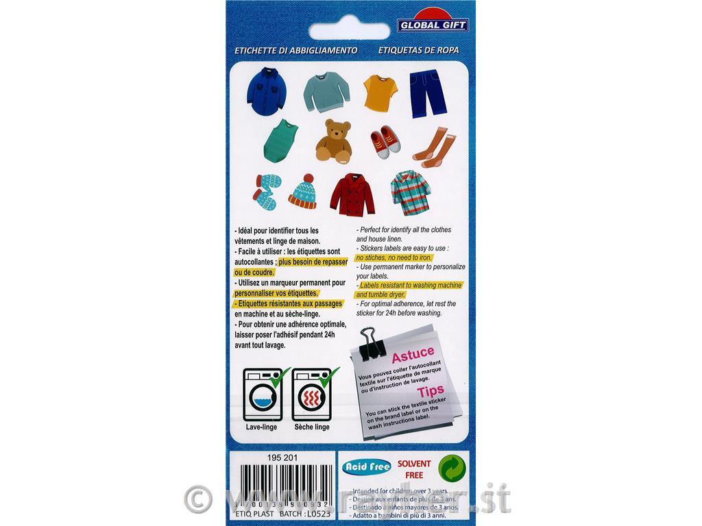 Label stickers for clothes