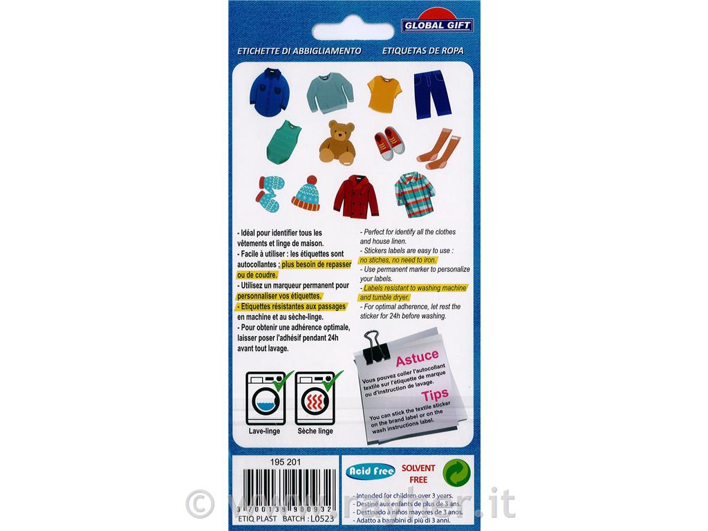 Etichette adesive per vestiti